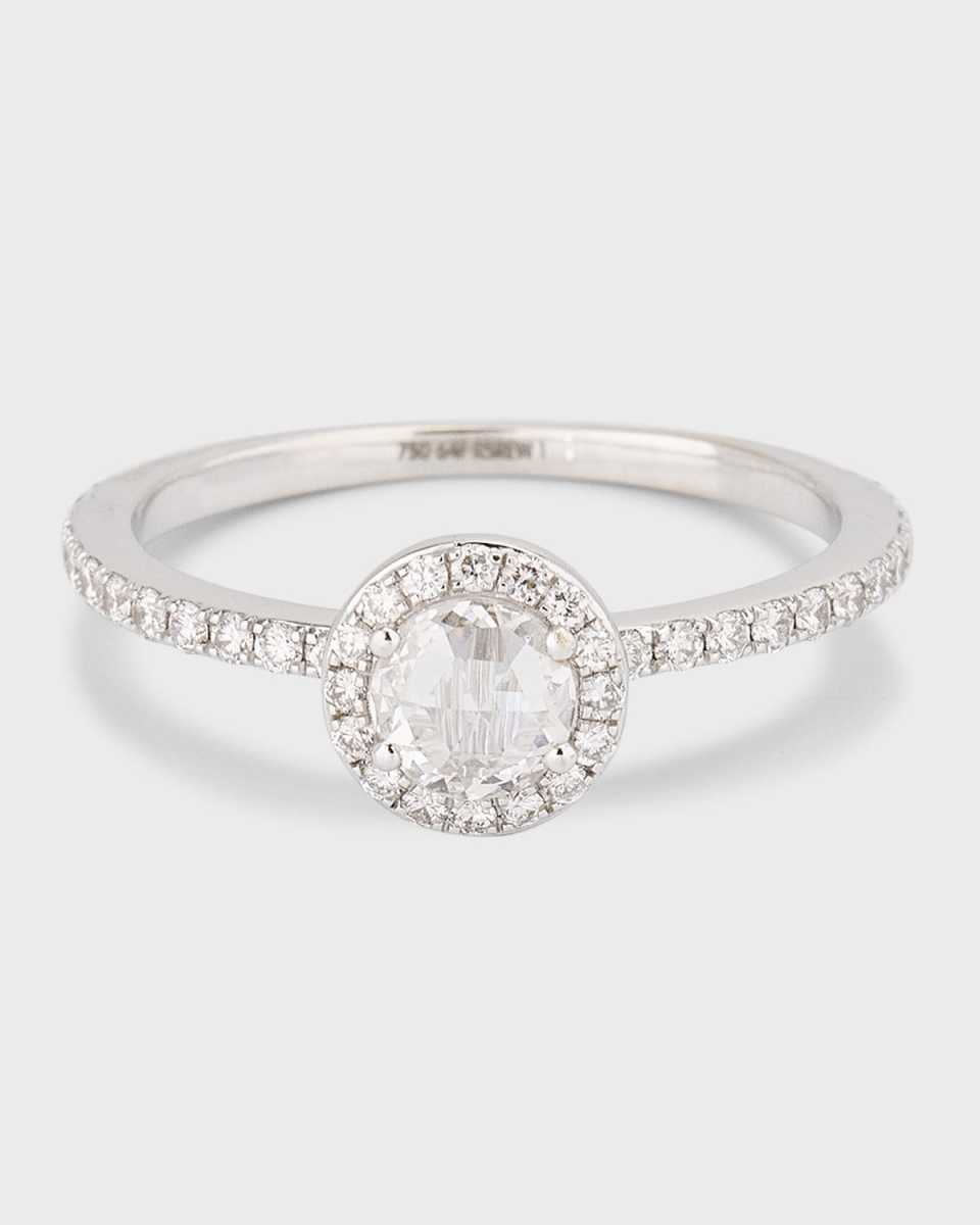 Scallop 18K White Gold Rose-Cut Diamond Ring, Size 6, 0.57tcw